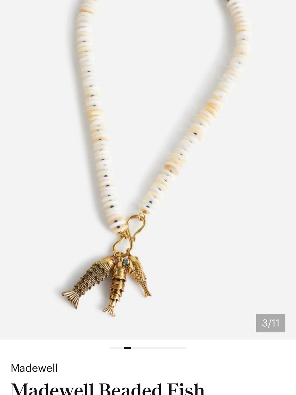 NWOT Madewell Beaded Fish Statement Necklace - Picture 2 of 6